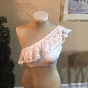 Crochet trim bathing suit top